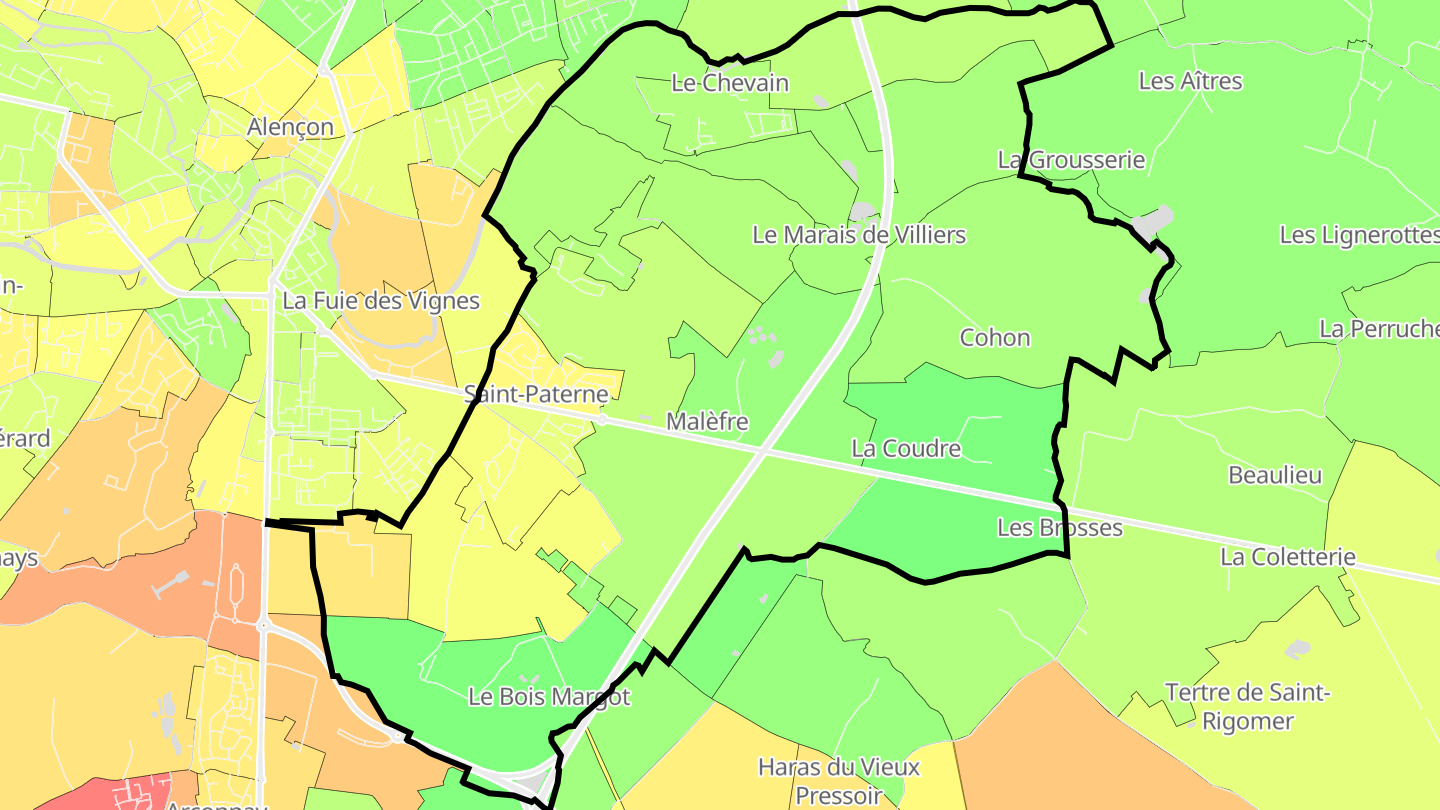 Carte des prix de l'immobilier Saint-Paterne - Le Chevain