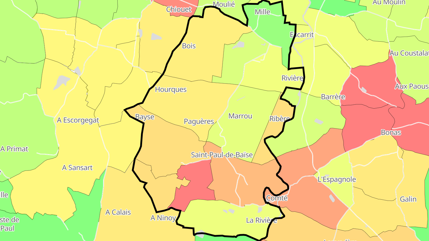 Carte des prix de l'immobilier Saint-Paul-de-Baïse
