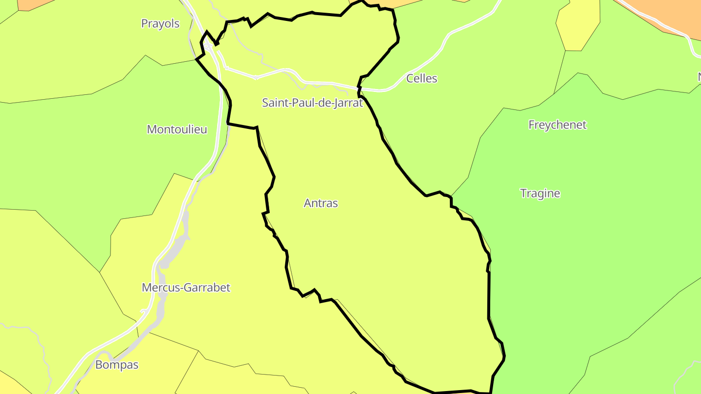 Carte des prix de l'immobilier Saint-Paul-de-Jarrat