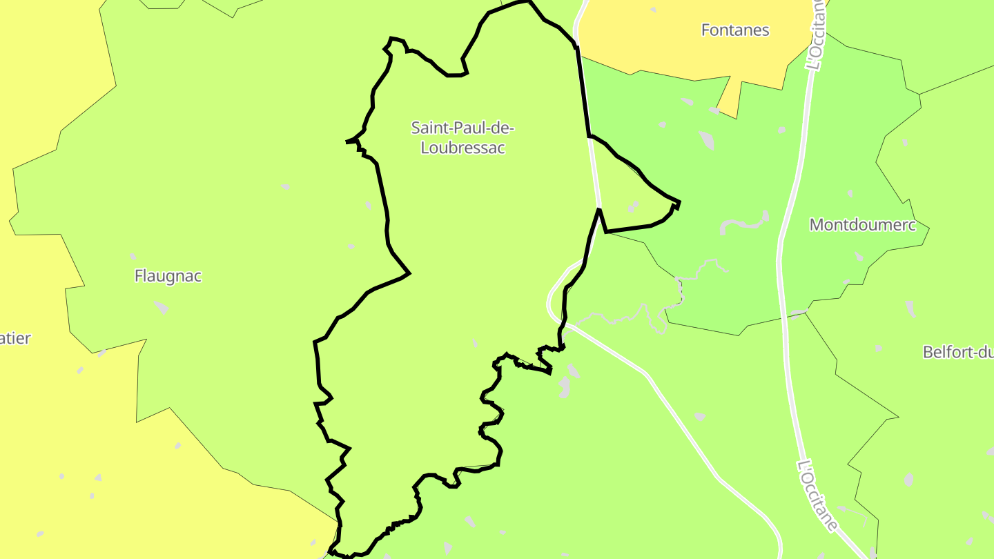 Carte des prix de l'immobilier Saint-Paul-de-Loubressac