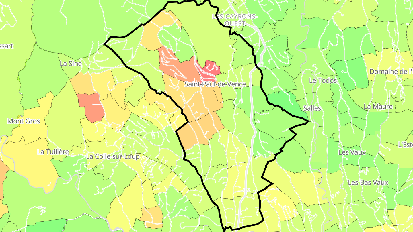 Carte des prix de l'immobilier Saint-Paul-de-Vence