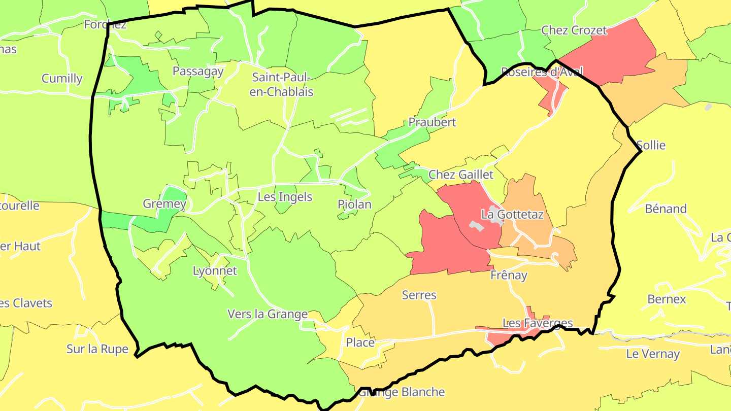 Carte des prix de l'immobilier Saint-Paul-en-Chablais