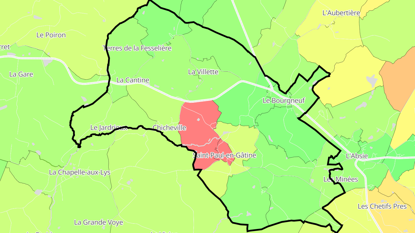 Carte des prix de l'immobilier Saint-Paul-en-Gâtine