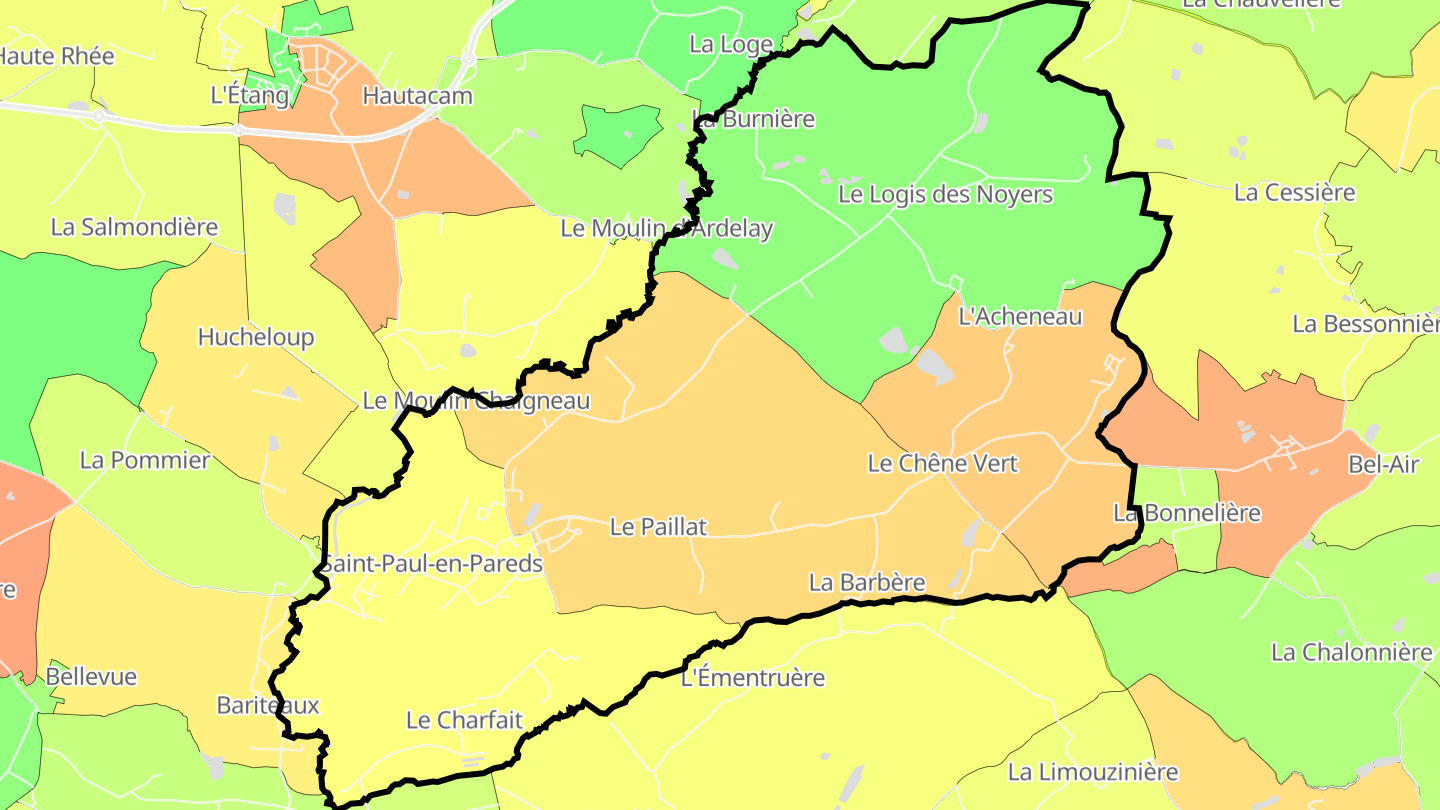 Carte des prix de l'immobilier Saint-Paul-en-Pareds