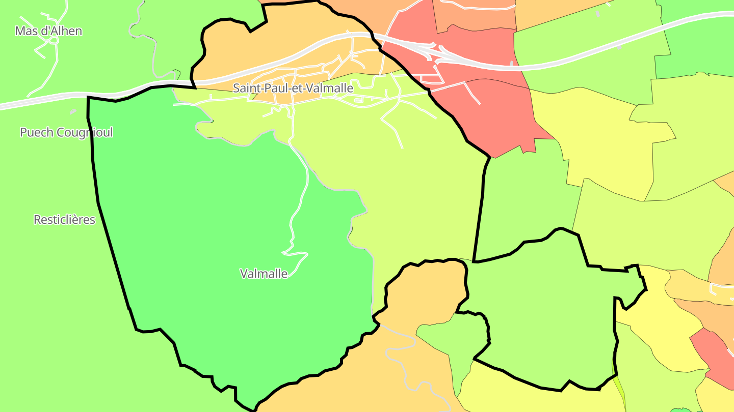 Carte des prix de l'immobilier Saint-Paul-et-Valmalle