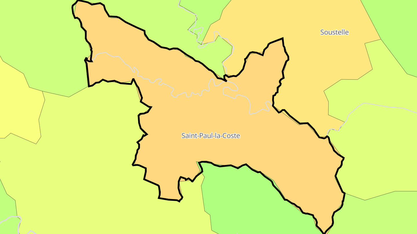 Carte des prix de l'immobilier Saint-Paul-la-Coste