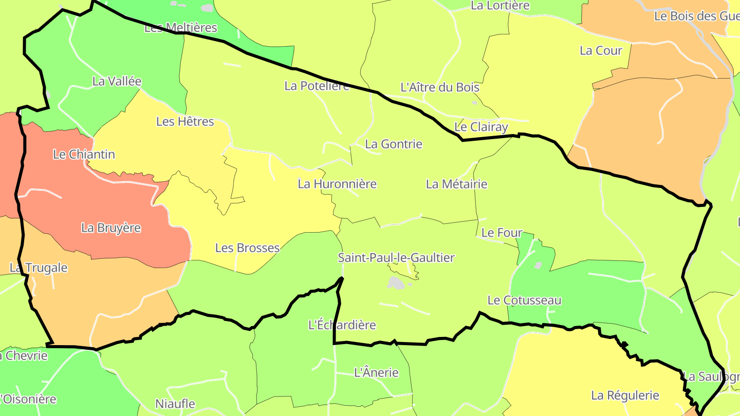 Carte des prix de l'immobilier Saint-Paul-le-Gaultier