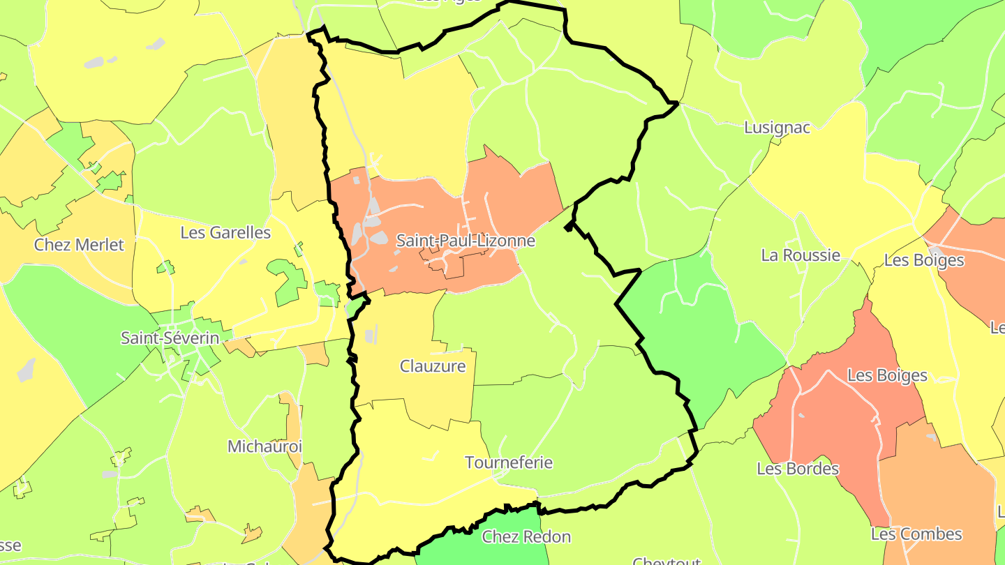 Carte des prix de l'immobilier Saint-Paul-Lizonne