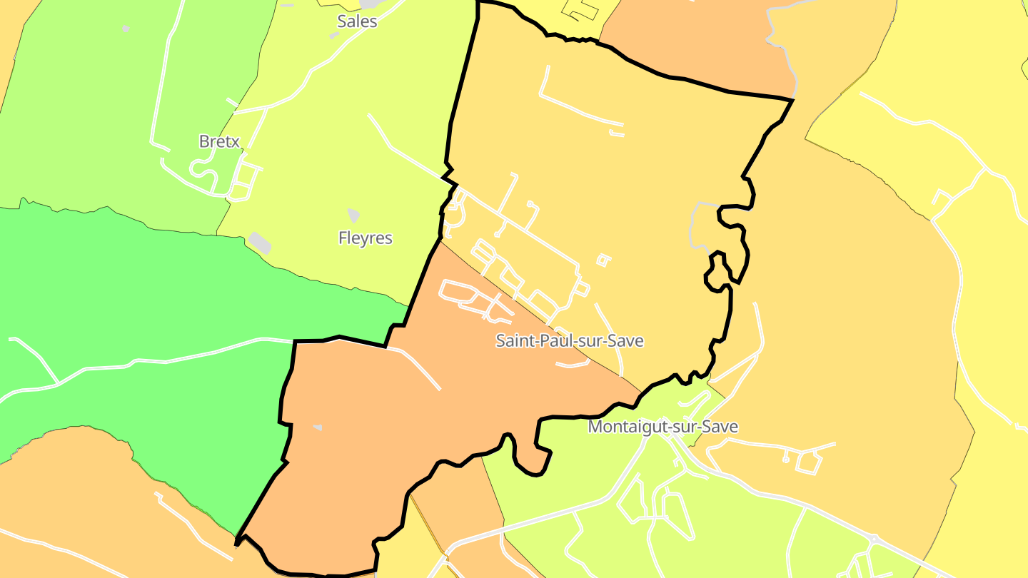 Carte des prix de l'immobilier Saint-Paul-sur-Save