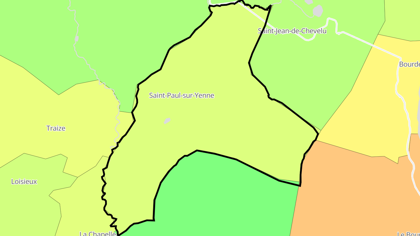 Carte des prix de l'immobilier Saint-Paul-sur-Yenne