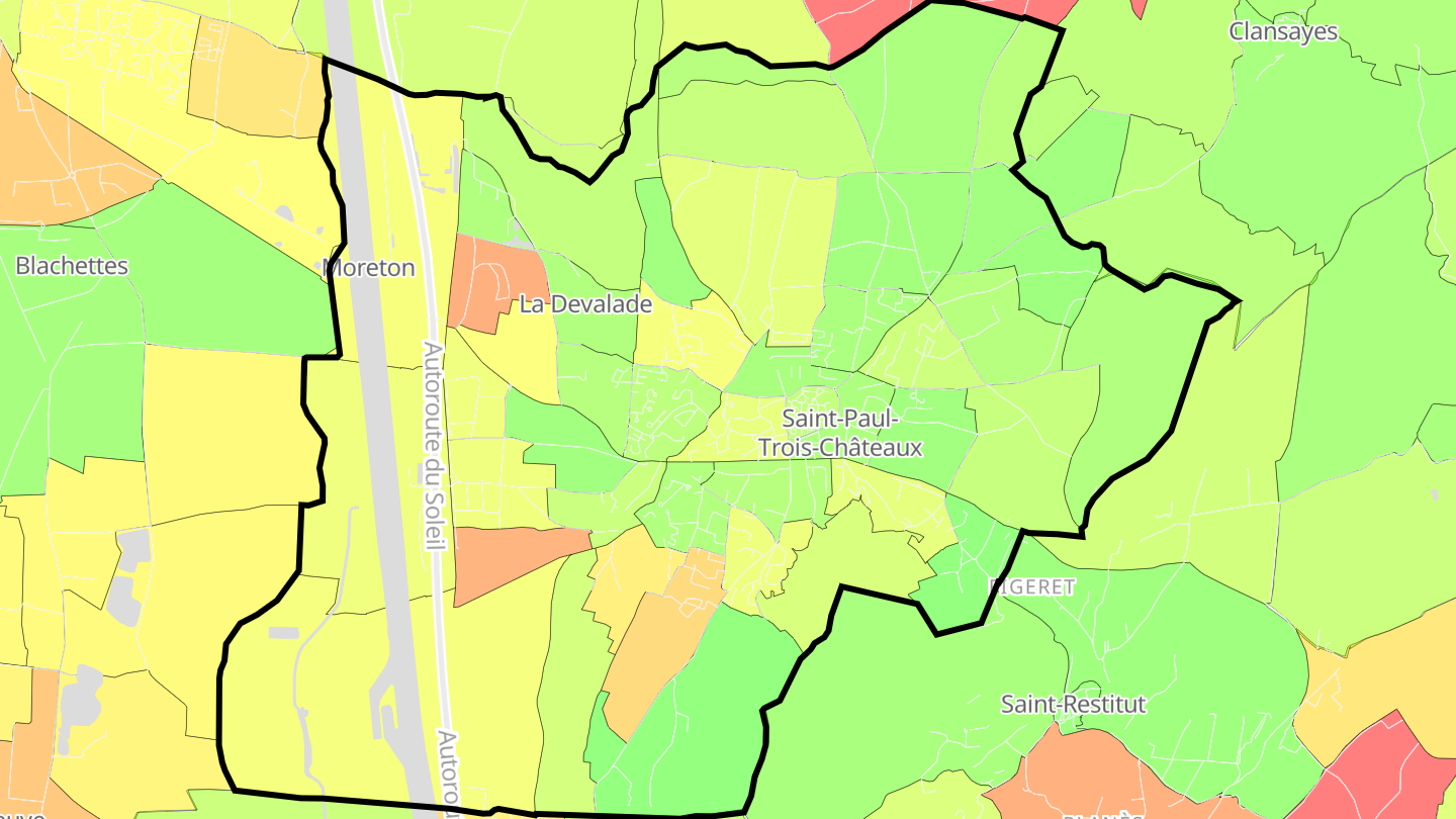 Carte des prix de l'immobilier Saint-Paul-Trois-Châteaux