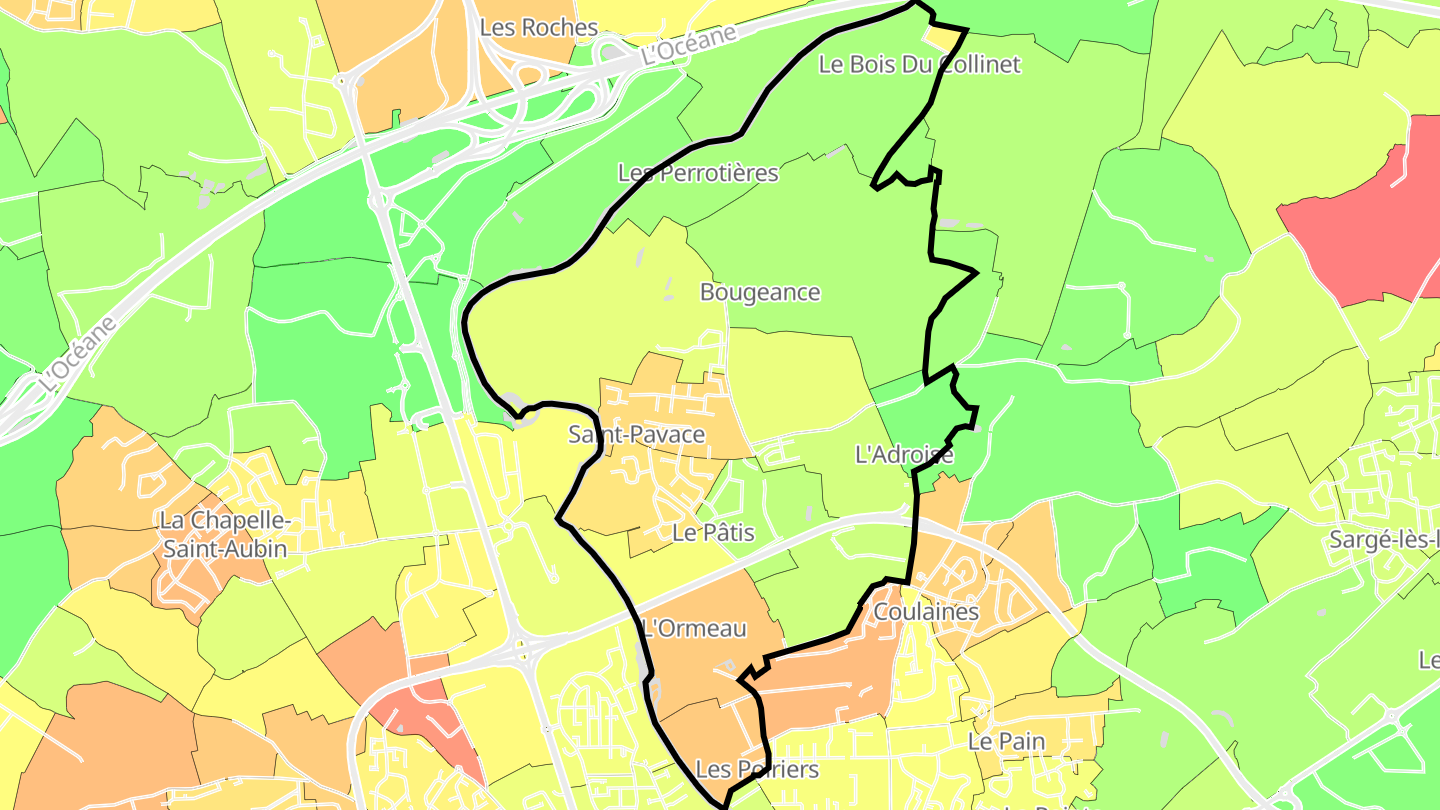 Carte des prix de l'immobilier Saint-Pavace