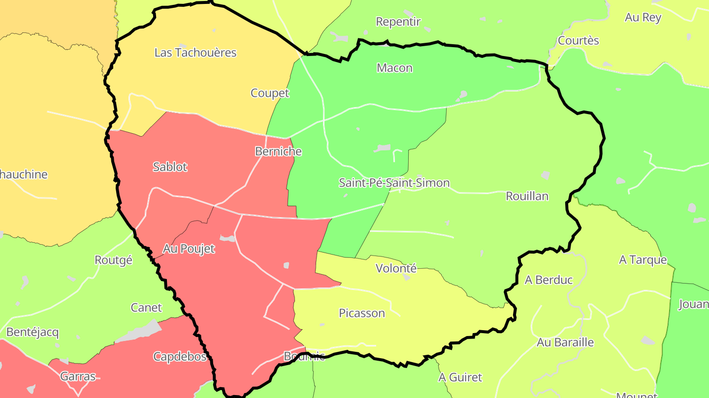Carte des prix de l'immobilier Saint-Pé-Saint-Simon