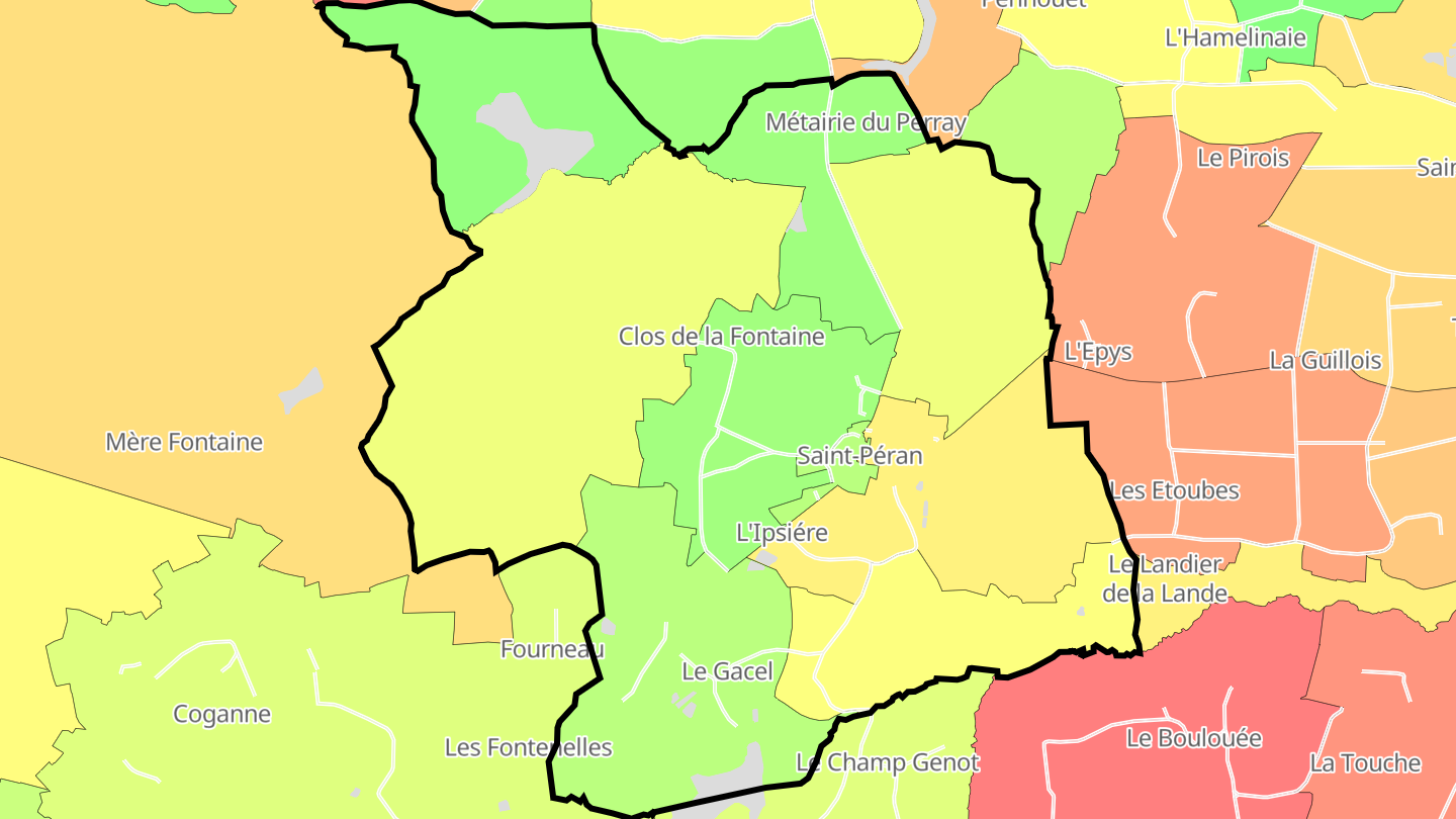 Carte des prix de l'immobilier Saint-Péran