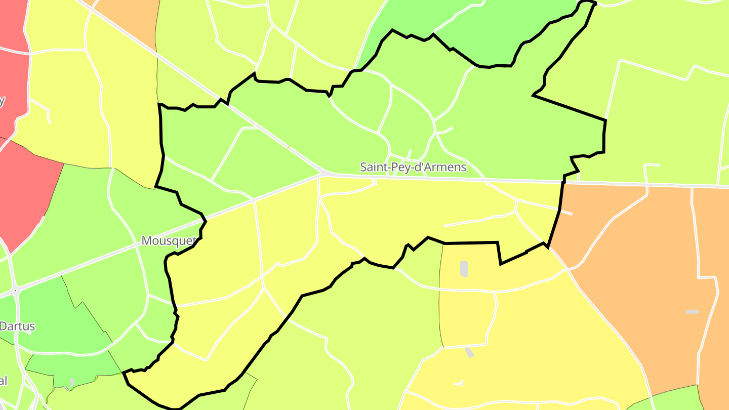 Carte des prix de l'immobilier Saint-Pey-d'Armens