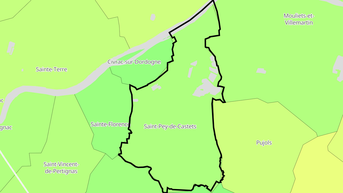 Carte des prix de l'immobilier Saint-Pey-de-Castets