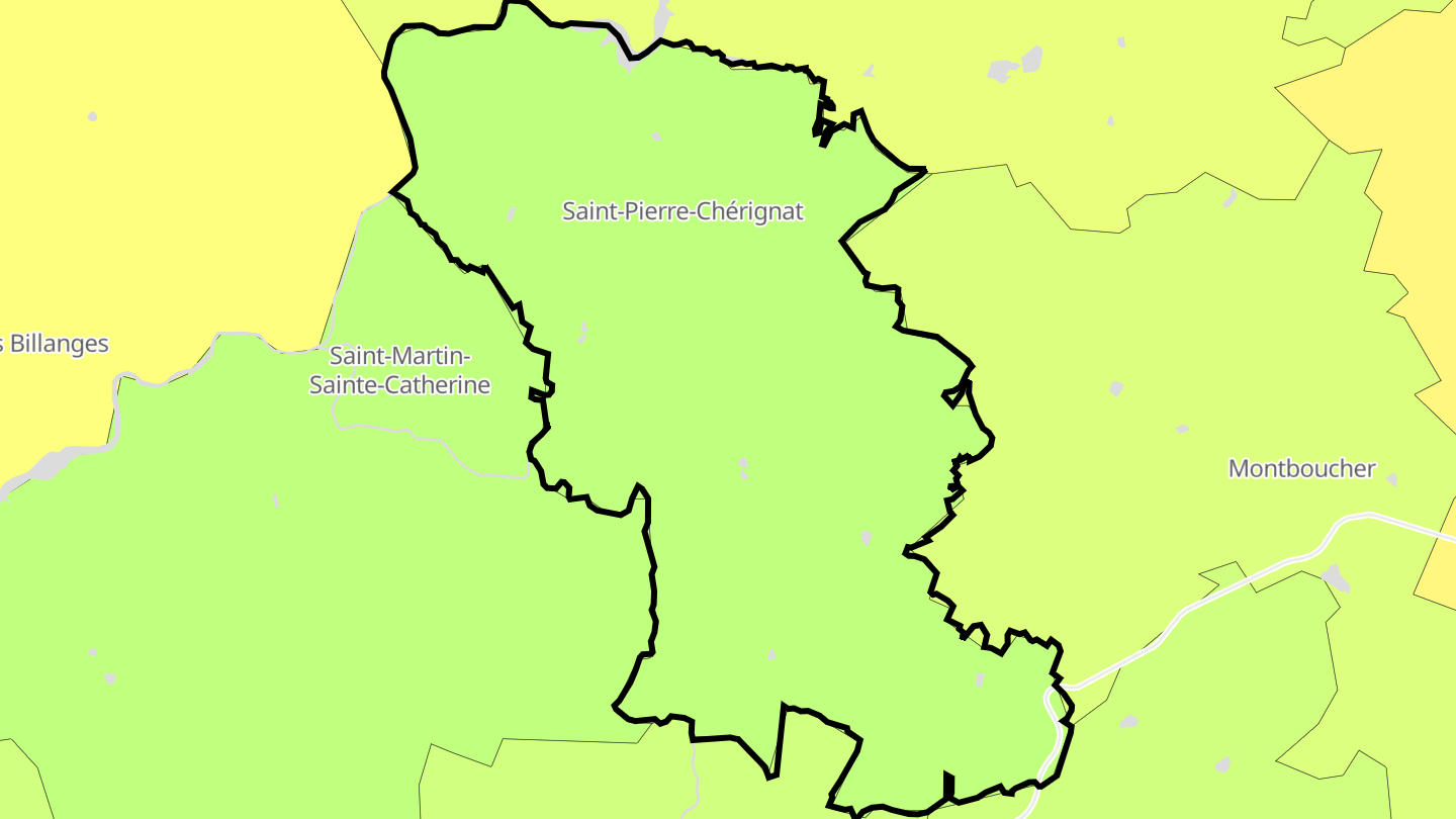 Carte des prix de l'immobilier Saint-Pierre-Chérignat