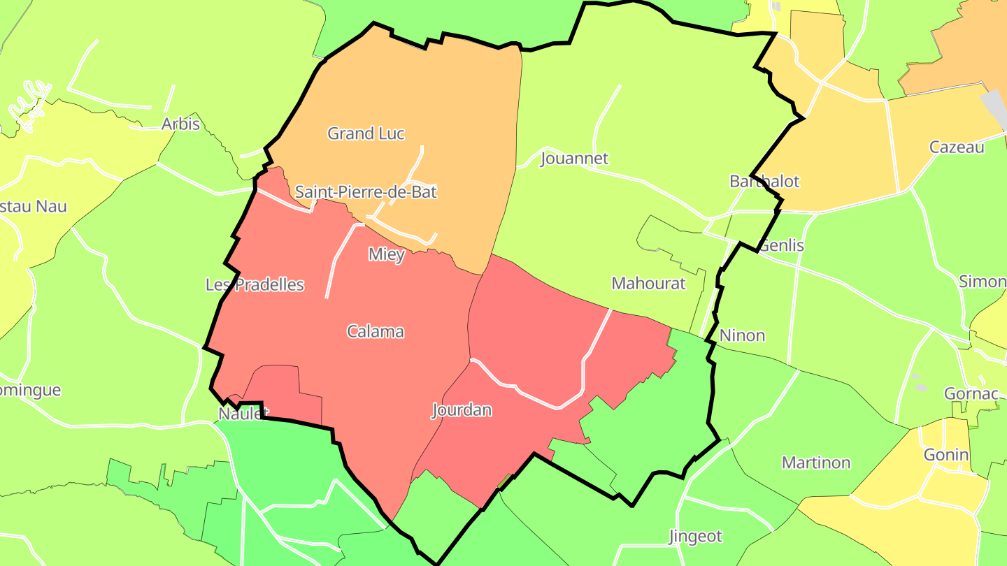 Carte des prix de l'immobilier Saint-Pierre-de-Bat