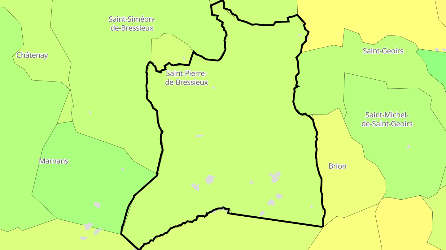 Carte des prix de l'immobilier Saint-Pierre-de-Bressieux