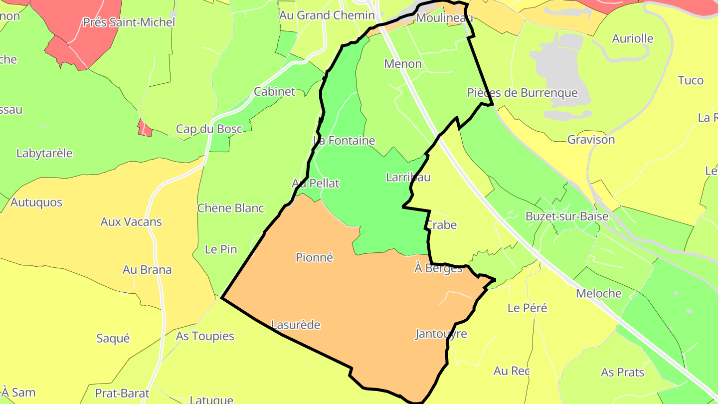 Carte des prix de l'immobilier Saint-Pierre-de-Buzet