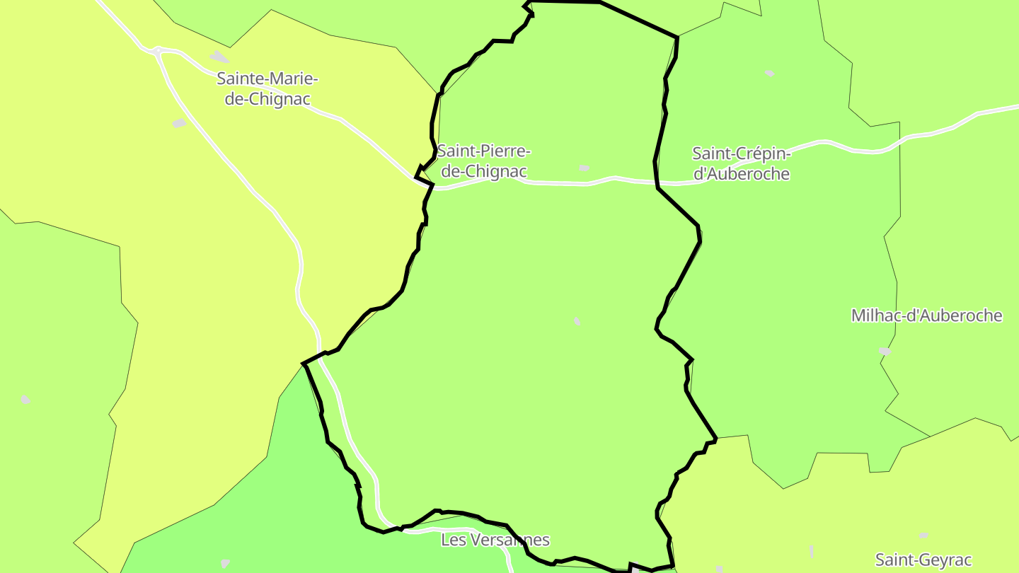 Carte des prix de l'immobilier Saint-Pierre-de-Chignac