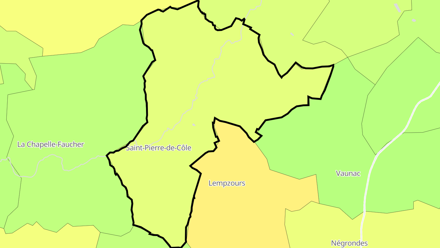 Carte des prix de l'immobilier Saint-Pierre-de-Côle