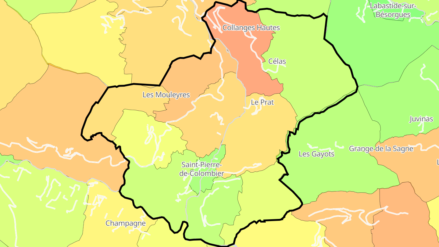 Carte des prix de l'immobilier Saint-Pierre-de-Colombier