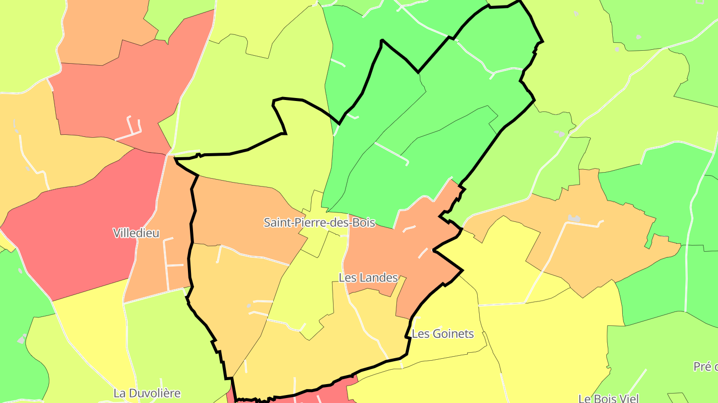 Carte des prix de l'immobilier Saint-Pierre-des-Bois