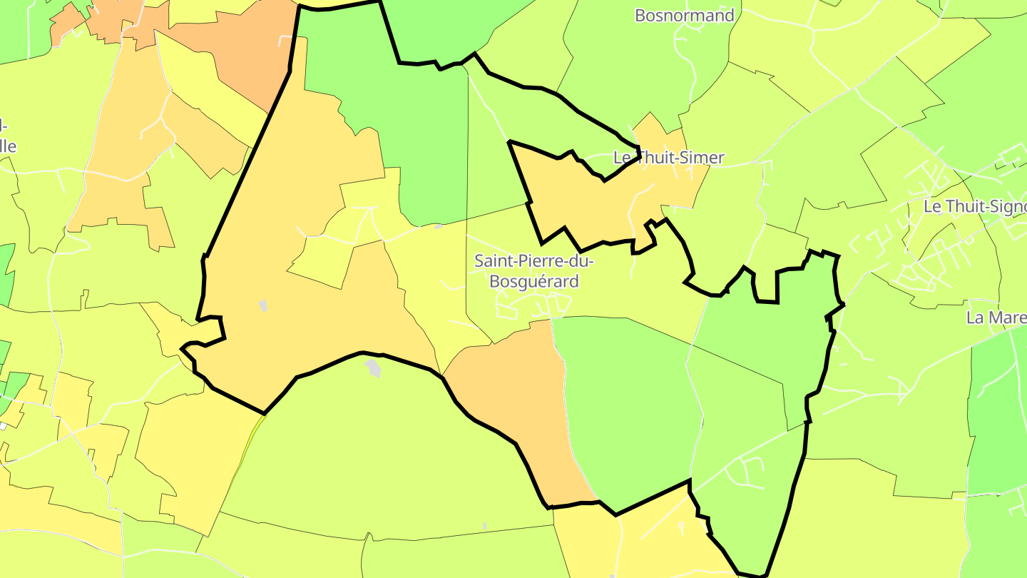 Carte des prix de l'immobilier Saint-Pierre-du-Bosguérard