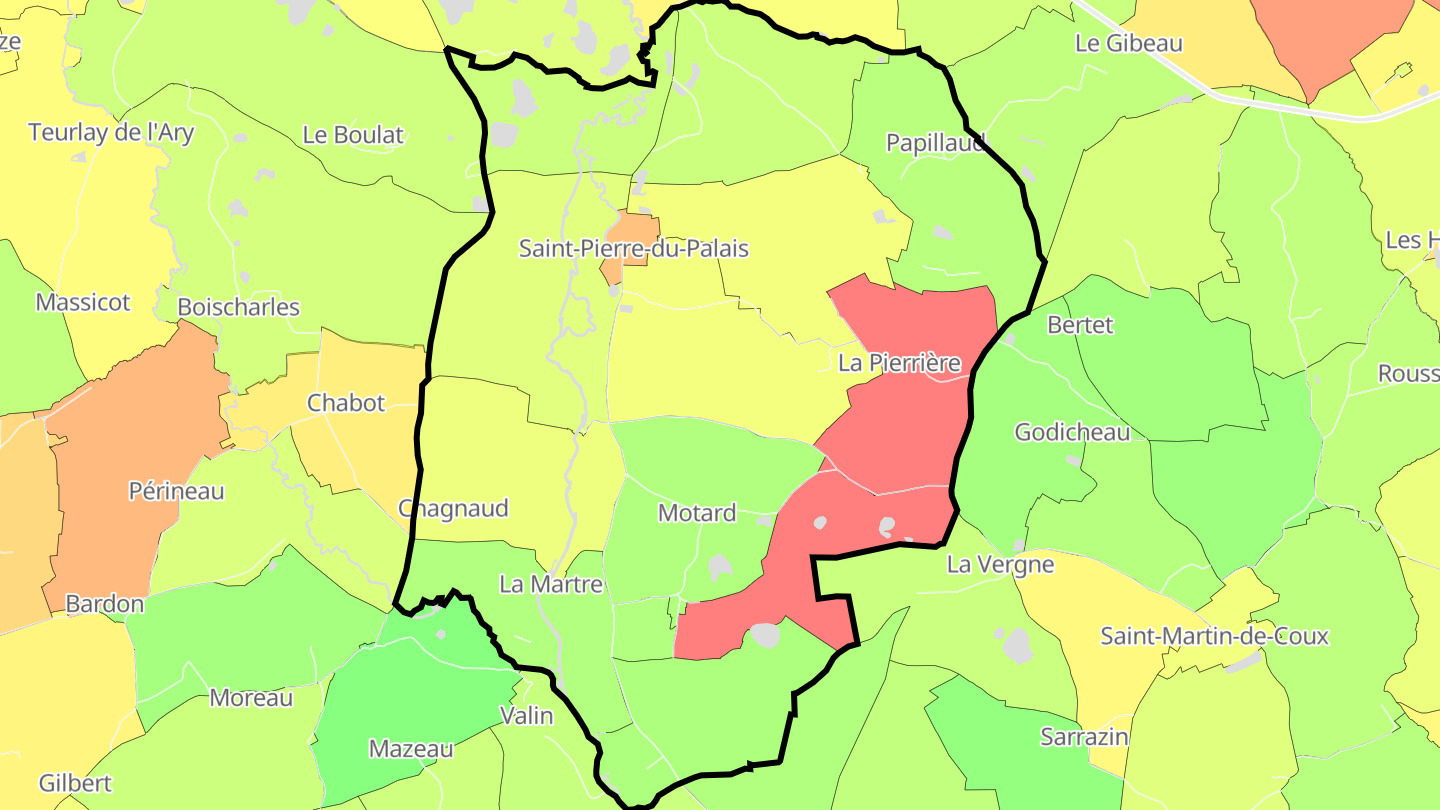 Carte des prix de l'immobilier Saint-Pierre-du-Palais