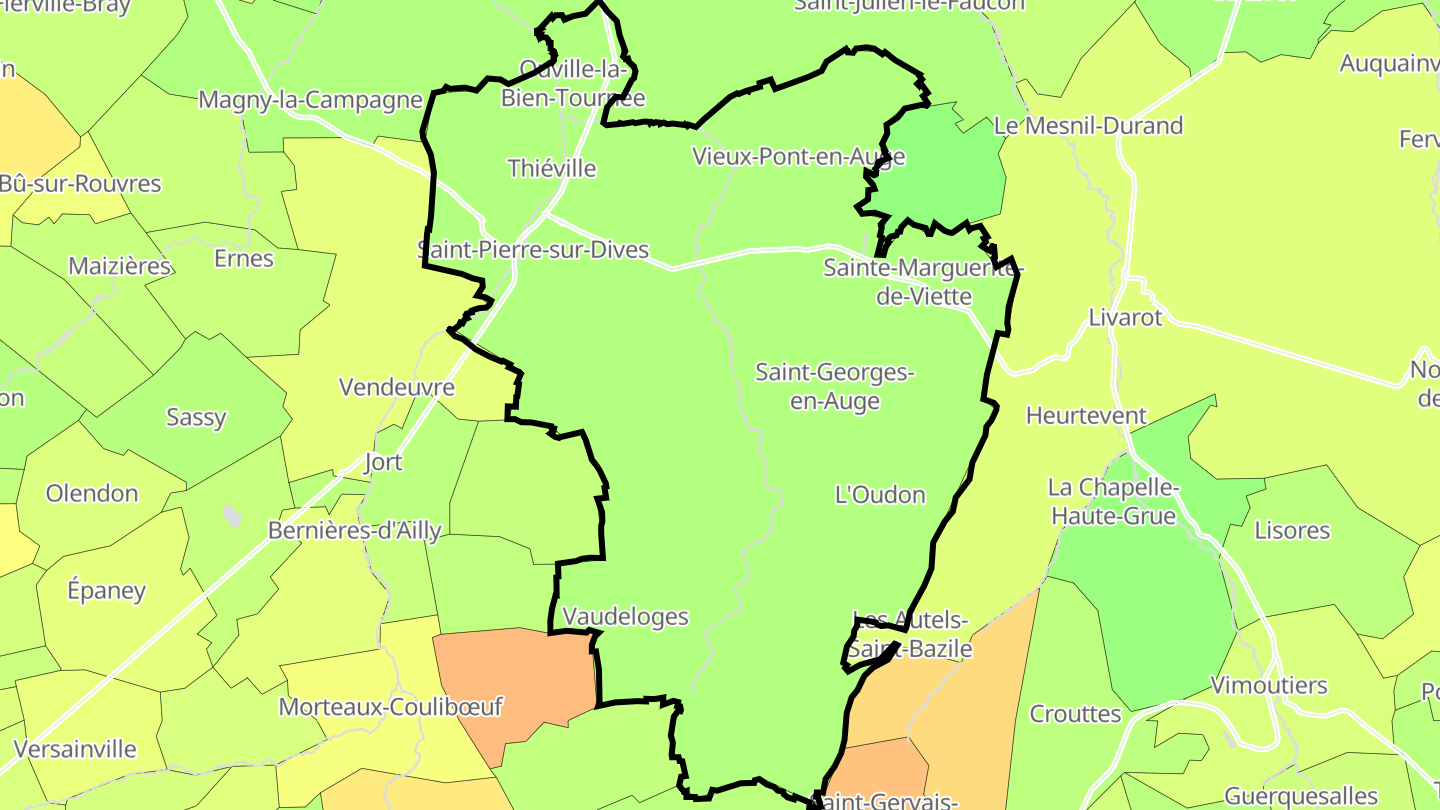 Carte des prix de l'immobilier Saint-Pierre-en-Auge