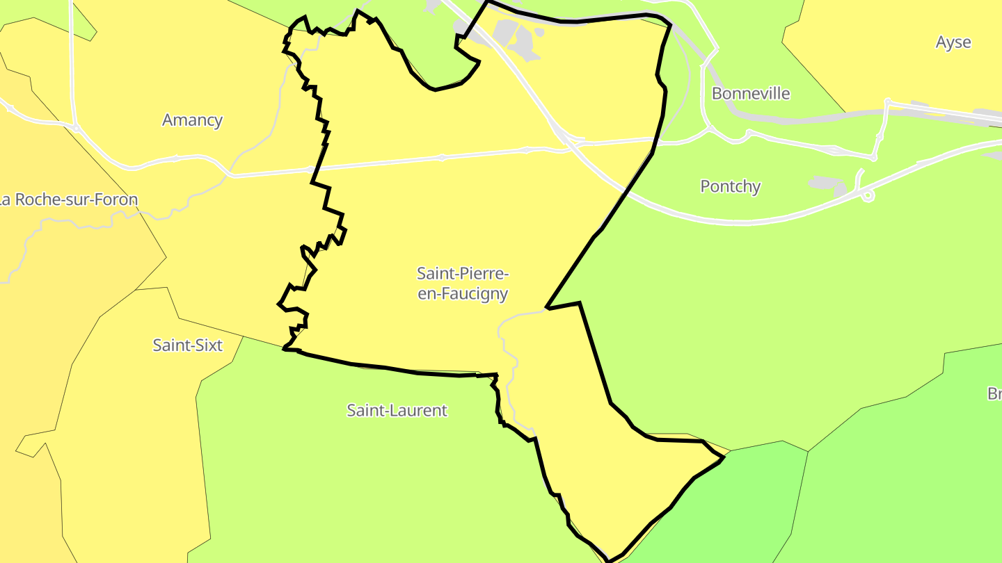 Carte des prix de l'immobilier Saint-Pierre-en-Faucigny
