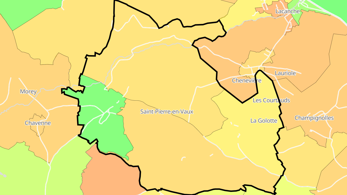 Carte des prix de l'immobilier Saint-Pierre-en-Vaux
