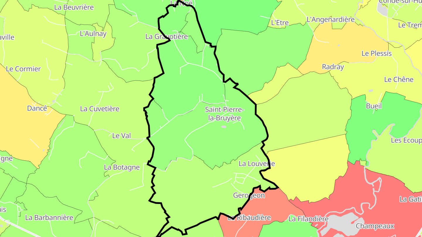 Carte des prix de l'immobilier Saint-Pierre-la-Bruyère
