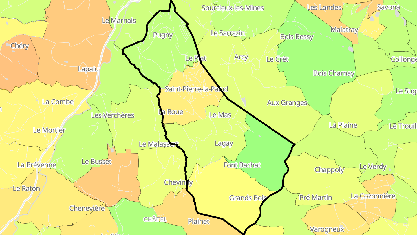 Carte des prix de l'immobilier Saint-Pierre-la-Palud