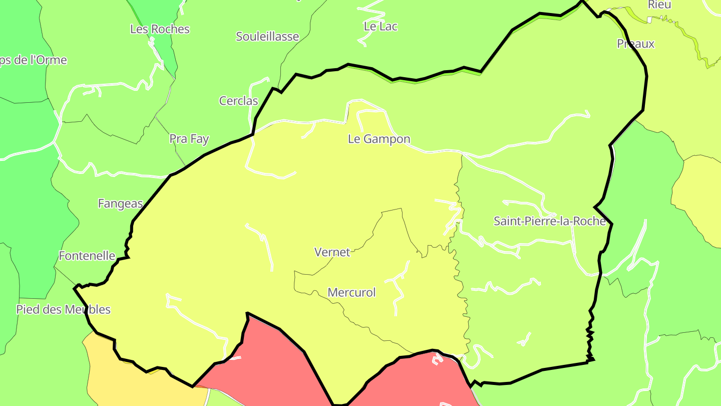 Carte des prix de l'immobilier Saint-Pierre-la-Roche