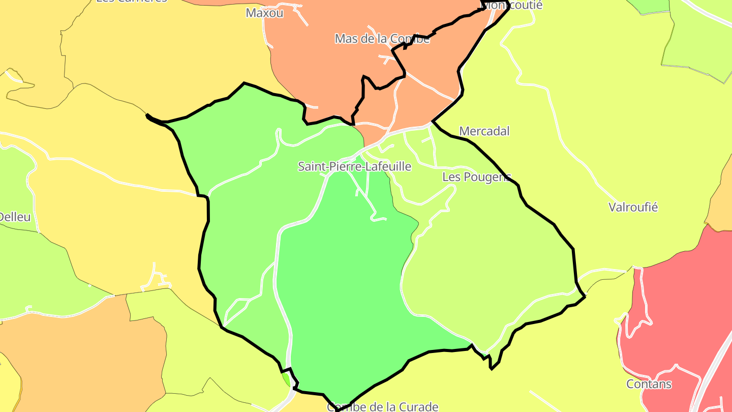 Carte des prix de l'immobilier Saint-Pierre-Lafeuille