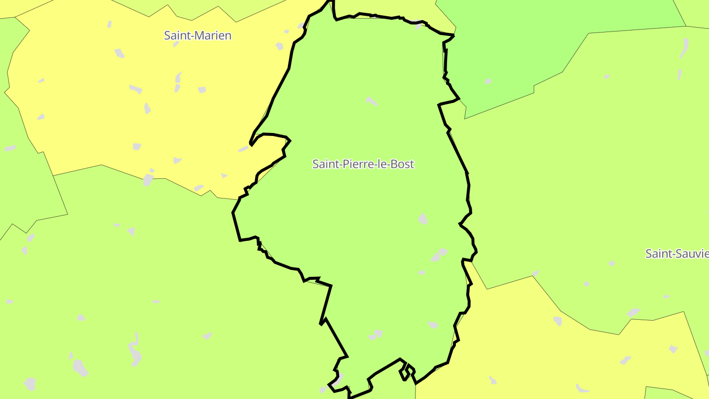 Carte des prix de l'immobilier Saint-Pierre-le-Bost