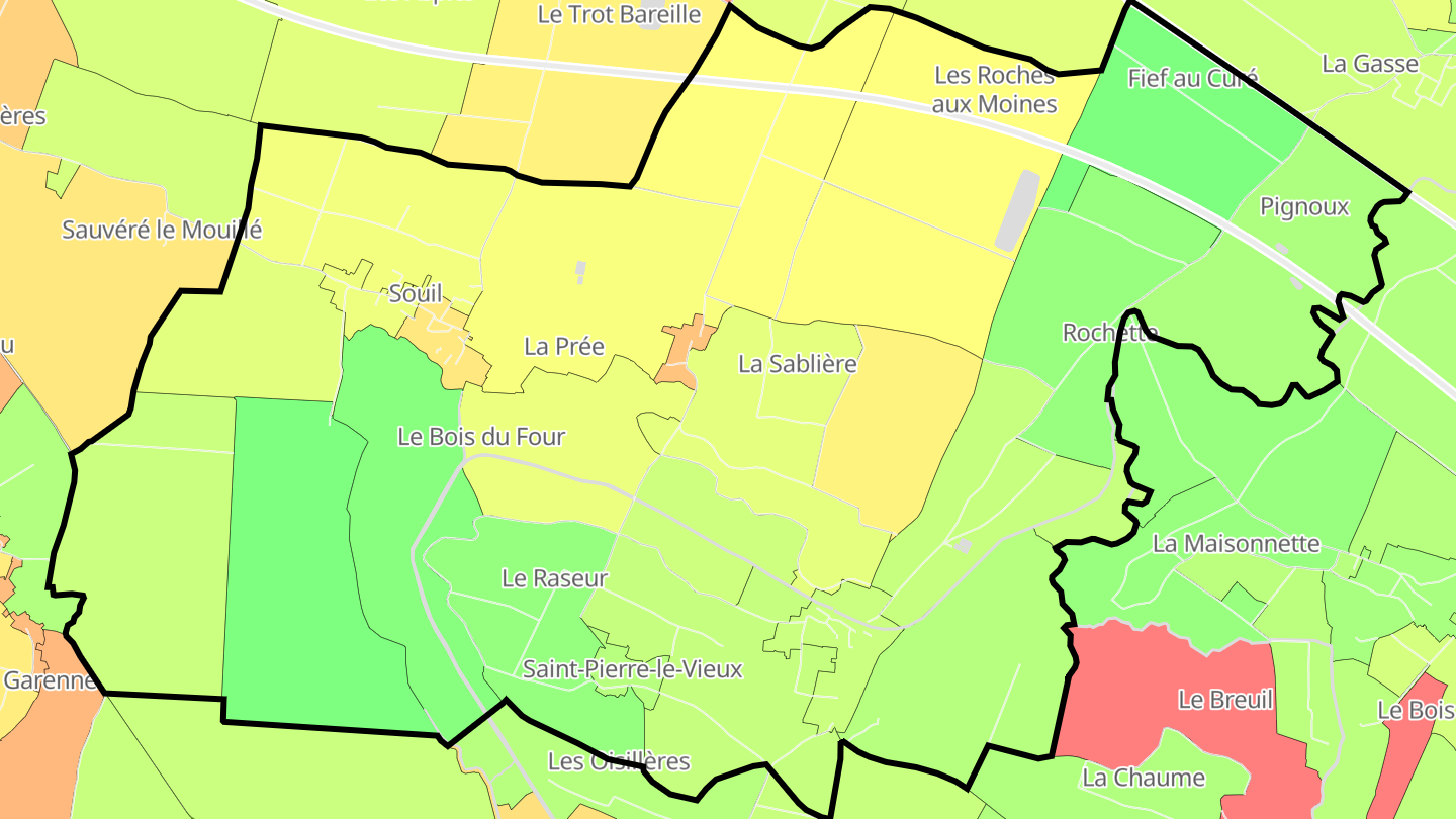 Carte des prix de l'immobilier Saint-Pierre-le-Vieux