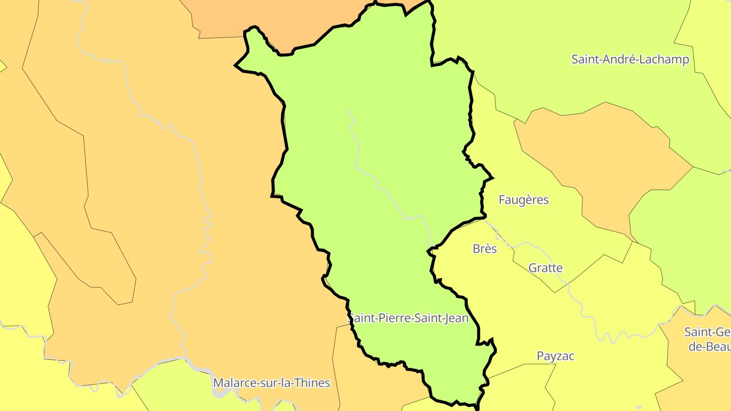 Carte des prix de l'immobilier Saint-Pierre-Saint-Jean