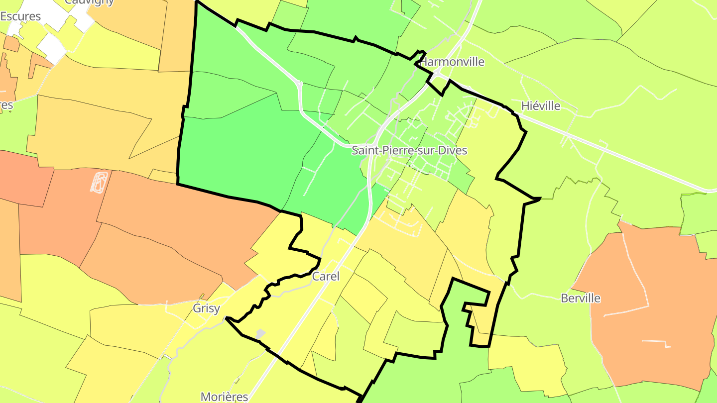 Carte des prix de l'immobilier Saint-Pierre-sur-Dives