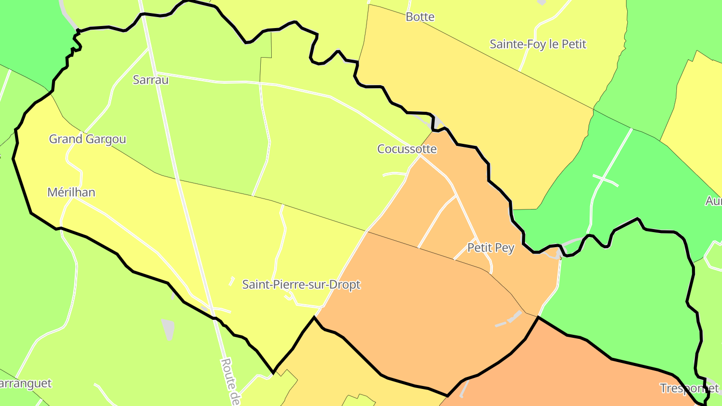 Carte des prix de l'immobilier Saint-Pierre-sur-Dropt