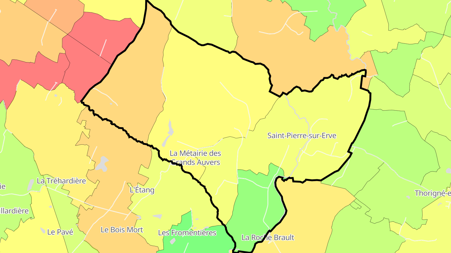 Carte des prix de l'immobilier Saint-Pierre-sur-Erve