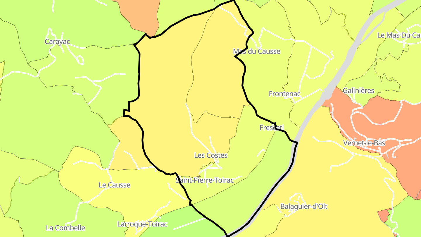 Carte des prix de l'immobilier Saint-Pierre-Toirac