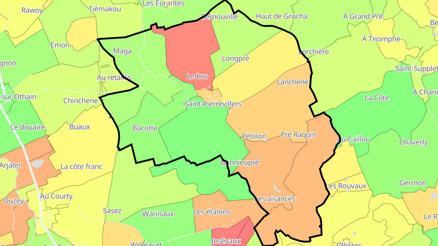 Carte des prix de l'immobilier Saint-Pierrevillers