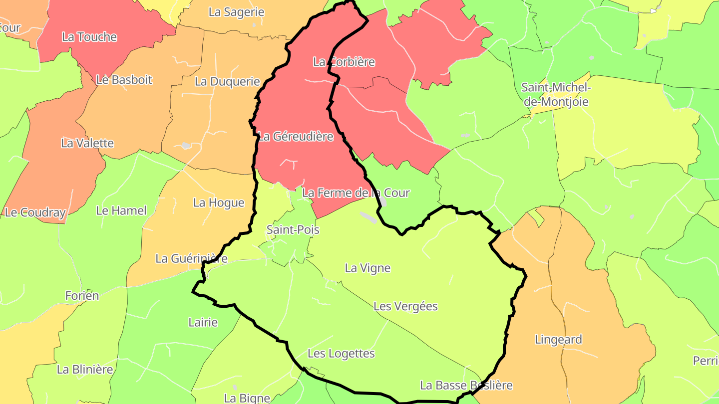 Carte des prix de l'immobilier Saint-Pois