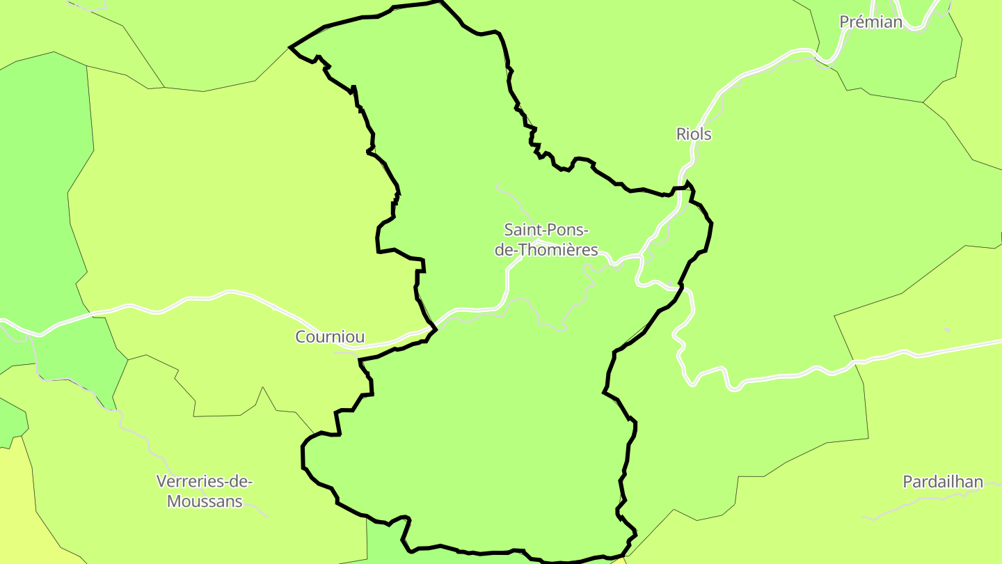 Carte des prix de l'immobilier Saint-Pons-de-Thomières