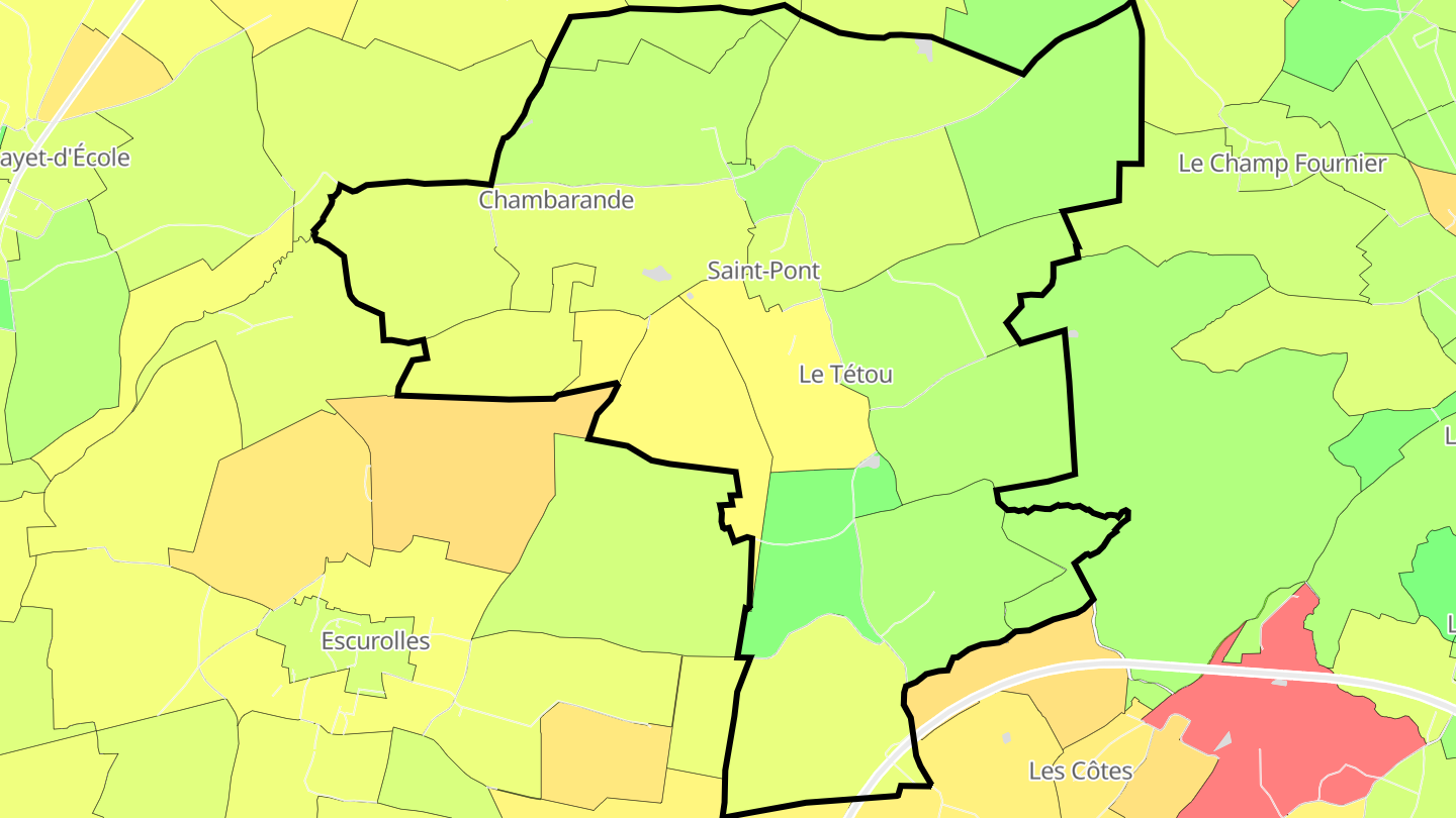Carte des prix de l'immobilier Saint-Pont