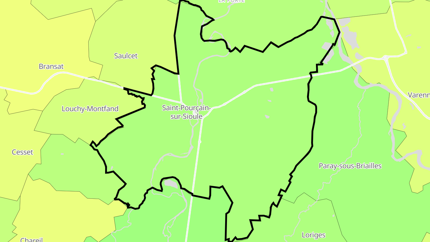 Carte des prix de l'immobilier Saint-Pourçain-sur-Sioule