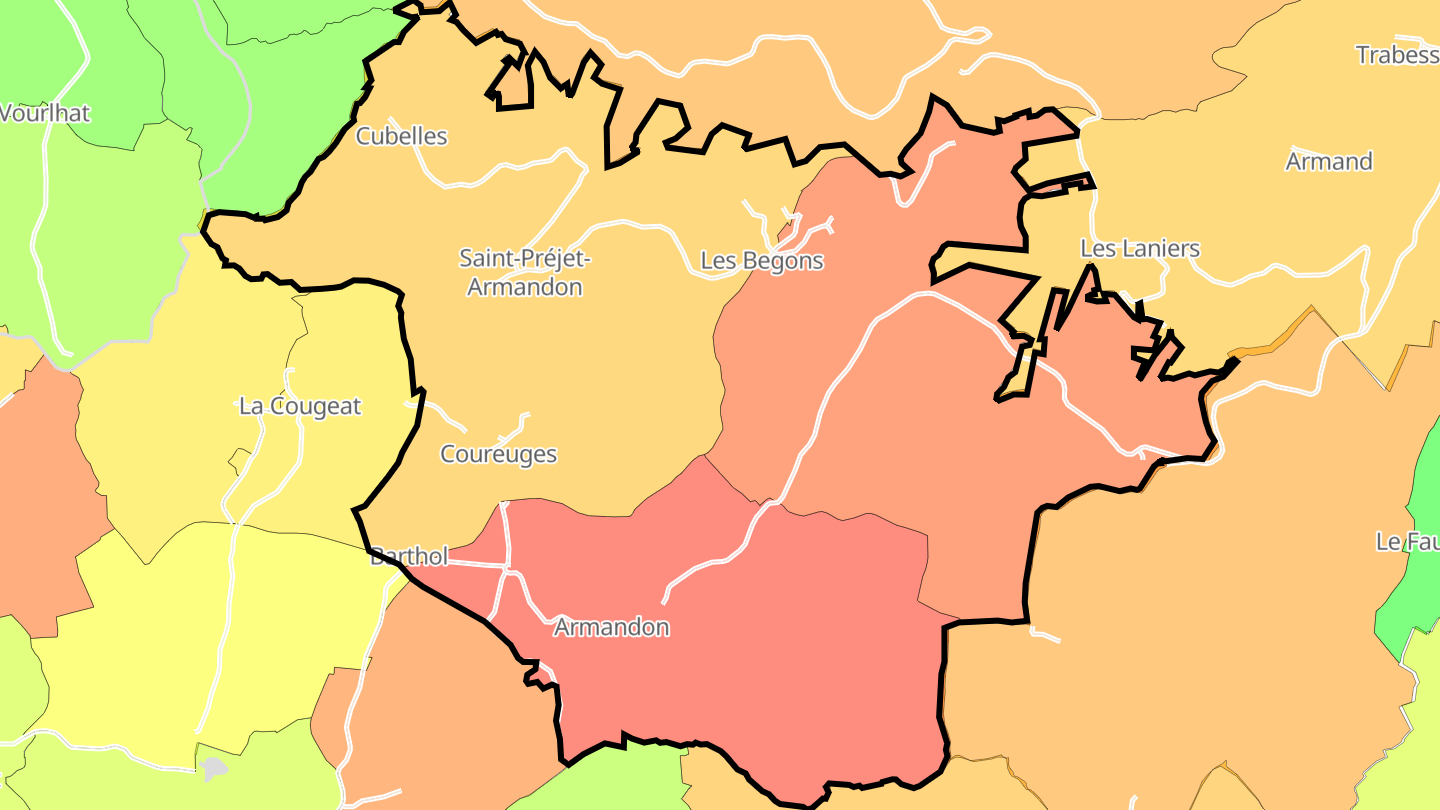 Carte des prix de l'immobilier Saint-Préjet-Armandon